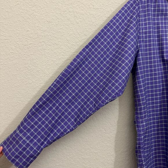 ROBERT GRAHAM Check Shirt Purple Classic Fit Flip Cuff Long Sleeve Cotton - Picture 4 of 13